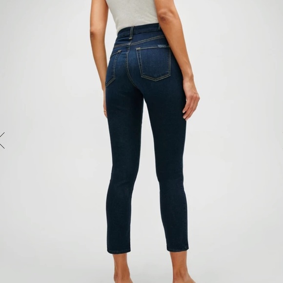 7 for all Mankind Slim Illusion Mid Rise Ankle Skinny in Tried & True Dark Wash - Picture 2 of 11